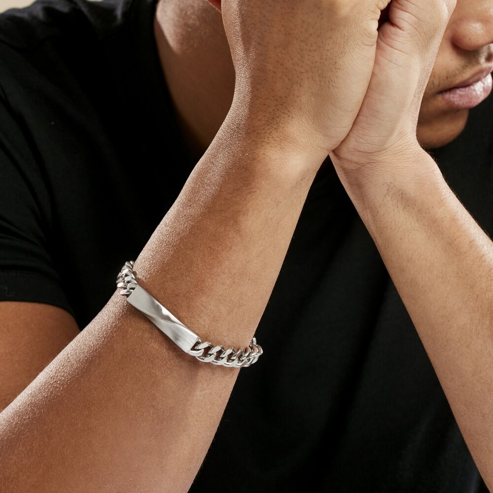 Bracelet Identitée Alfons Acier Blanc - Gourmettes Homme | Marc Orian