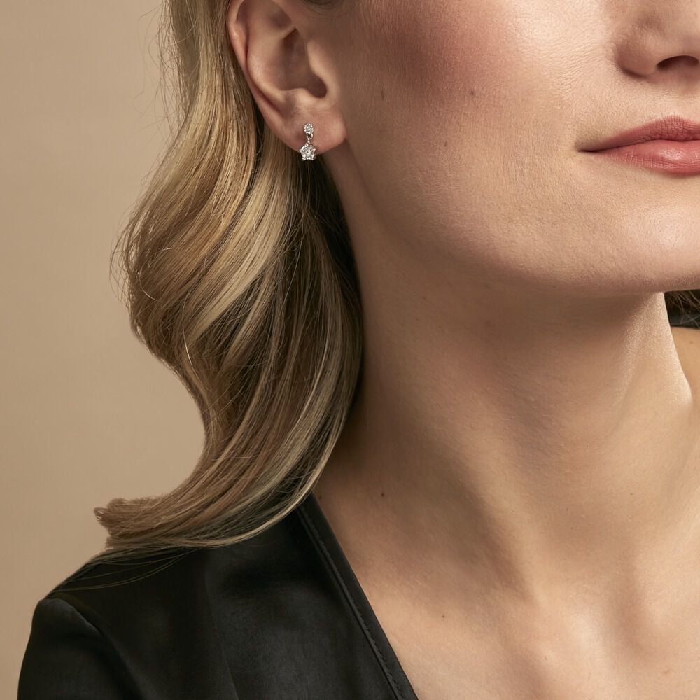 Boucles D'oreilles Puces Tibby Argent Blanc Oxyde De Zirconium - Puces Femme | Marc Orian