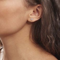 Boucles D'oreilles Puces Eleanor Fleur Or Blanc Oxyde De Zirconium - Clous d'oreilles Femme | Marc Orian