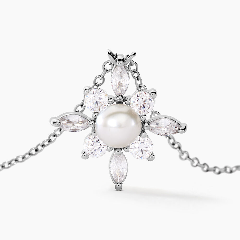Collier Rhoda Argent Blanc Perle De Culture Oxyde De Zirconium - Colliers avec pierres Femme | Marc Orian