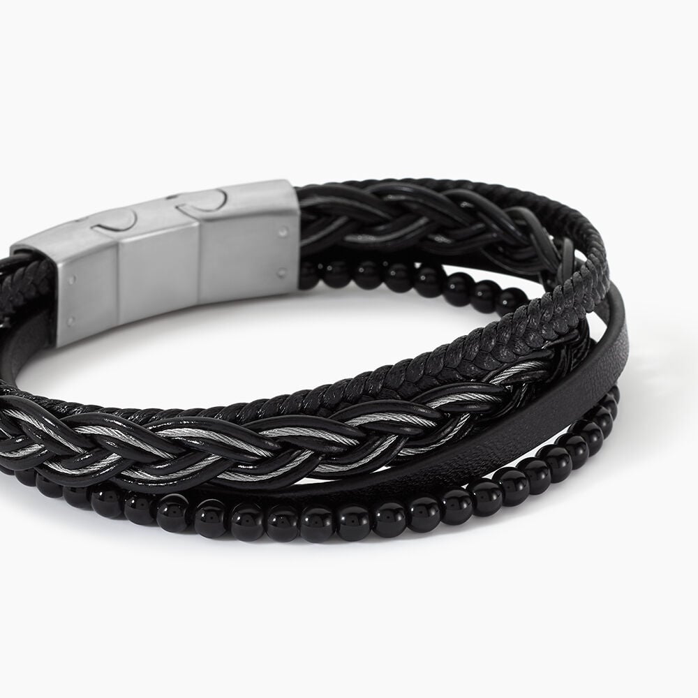 Bracelet Jourdan Tex Cuir Noir Onyx - Bracelets cuir Homme | Marc Orian