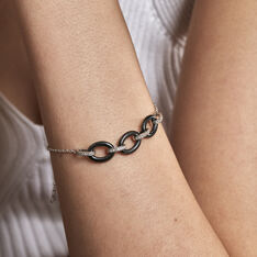 Bracelet Rhodie Argent Blanc Oxyde De Zirconium Et Céramique - Bracelets chaînes Femme | Marc Orian
