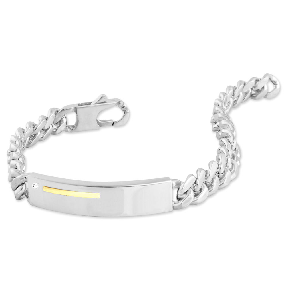 Bracelet Identité Adoline Acier Blanc Diamant - Gourmettes Homme | Marc Orian
