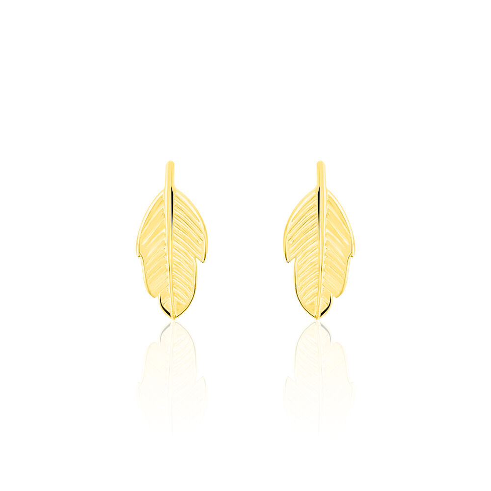 Boucles D'oreilles Puces Floria Feuilles Or Jaune - Puces Femme | Marc Orian