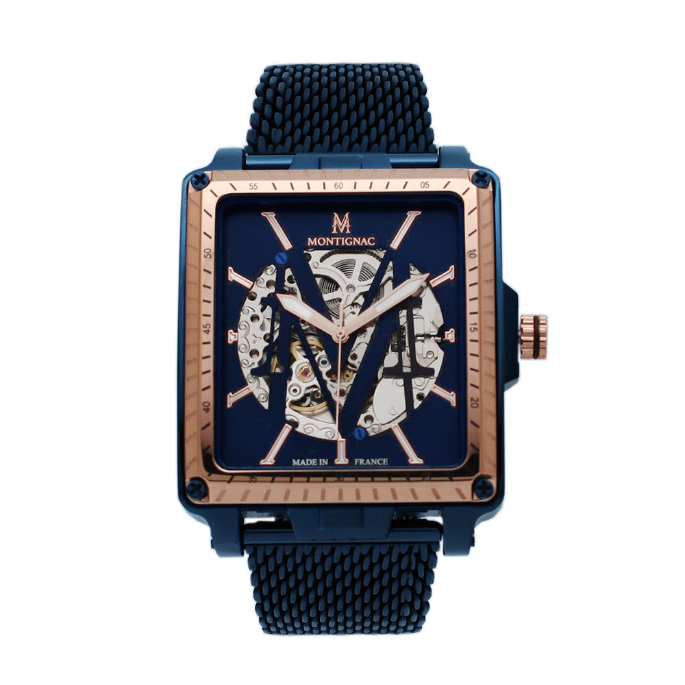 Montre Montignac Square Automatique Bleu - Montres automatiques Homme | Marc Orian