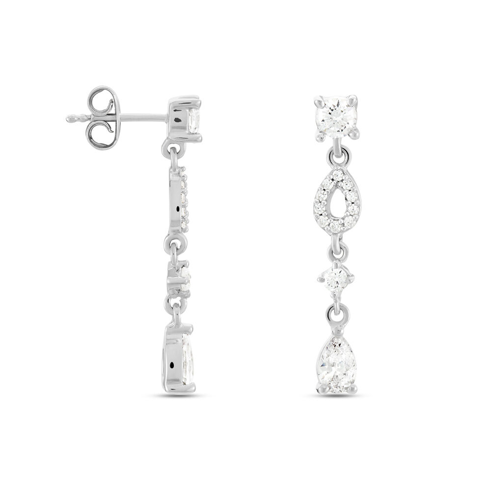 Boucles D'oreilles Pendantes Argent Blanc Benedito Oxydes De Zirconium - Pendantes Femme | Marc Orian