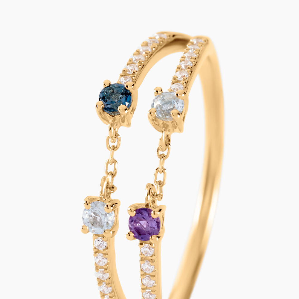 Bague Cha&icirc;ne Universe Or Jaune Am&eacute;thyste Topaze - Bagues pierres fines Femme | Marc Orian