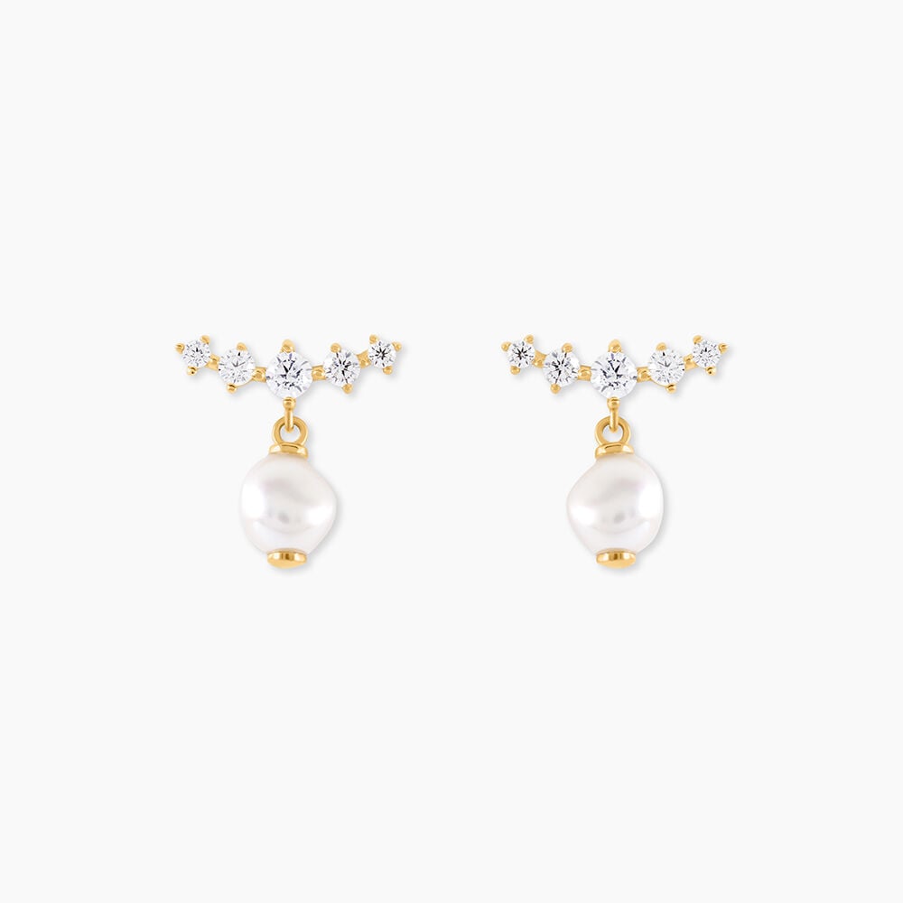 Boucles D'Oreilles Pendantes Victorino Or Jaune Perle De Culture Oxyde De Zirconium - Pendantes Femme | Marc Orian