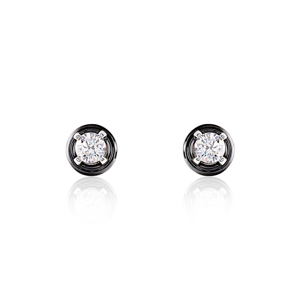 Boucles D'oreilles Puces Renda Argent  C&eacute;ramique Et Oxyde De Zirconium - Puces Femme | Marc Orian