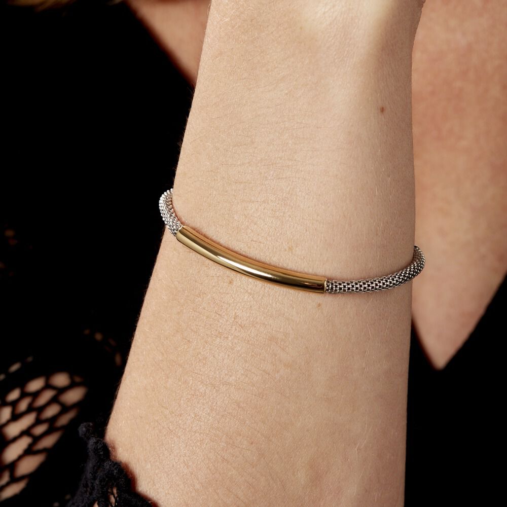 Bracelet Aedan Maille Popcorn Acier Bicolore - Bracelets chaînes Femme | Marc Orian