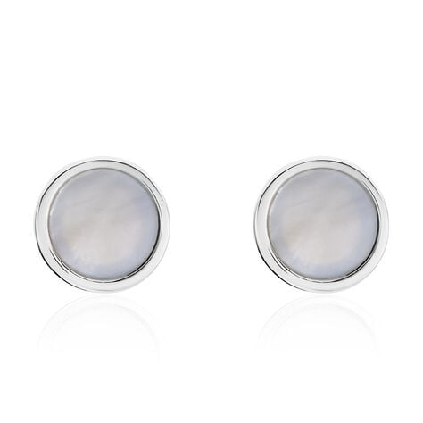 Boucles D'oreilles Puces Zealie Argent Blanc Nacre - Puces Femme | Marc Orian