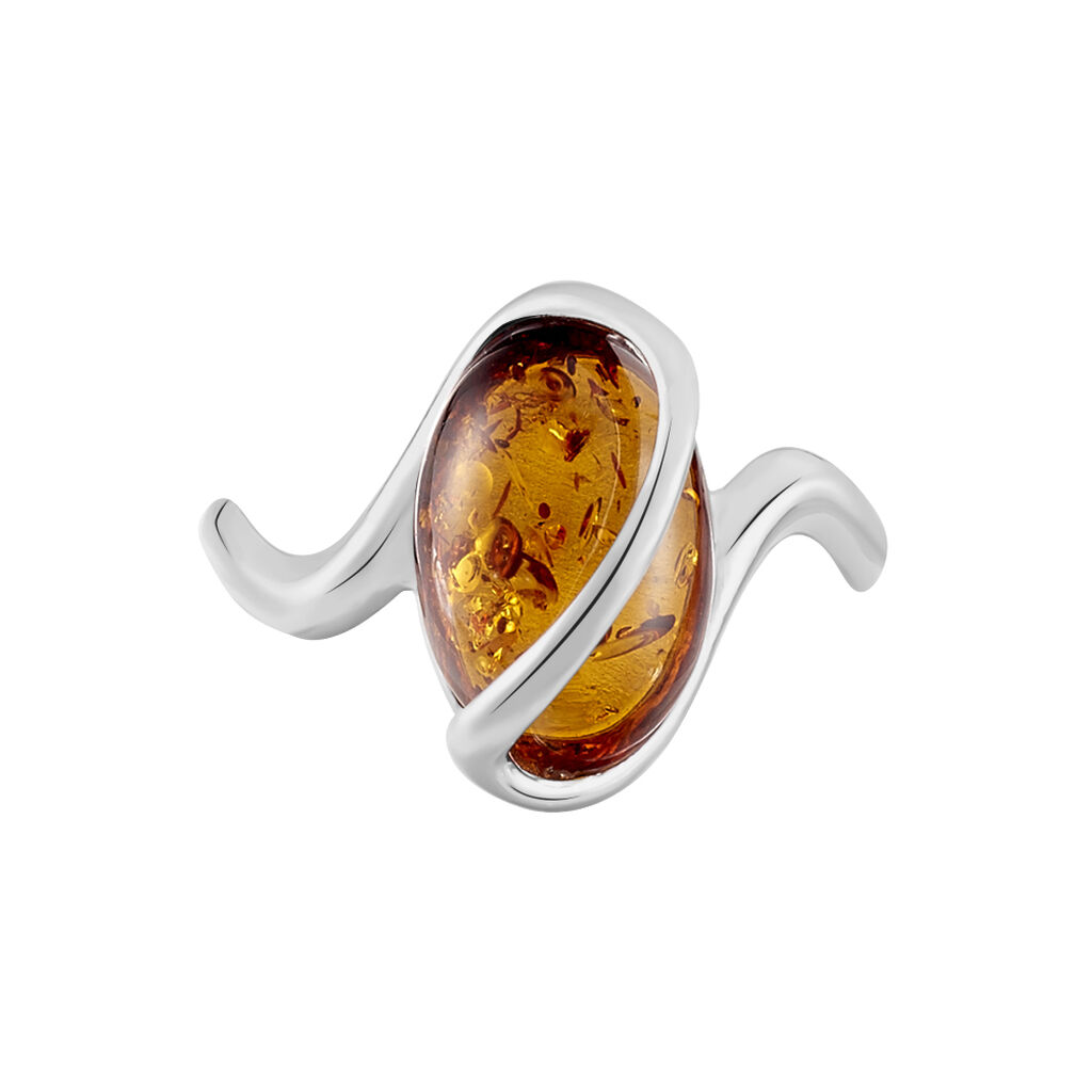 Bague Argent Blanc Leeloo Ambre - Bague fantaisie Femme | Marc Orian