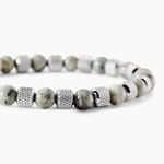 Bracelet Jourdan Acier Blanc Jaspe Africain - Bracelets cha&icirc;nes Homme | Marc Orian