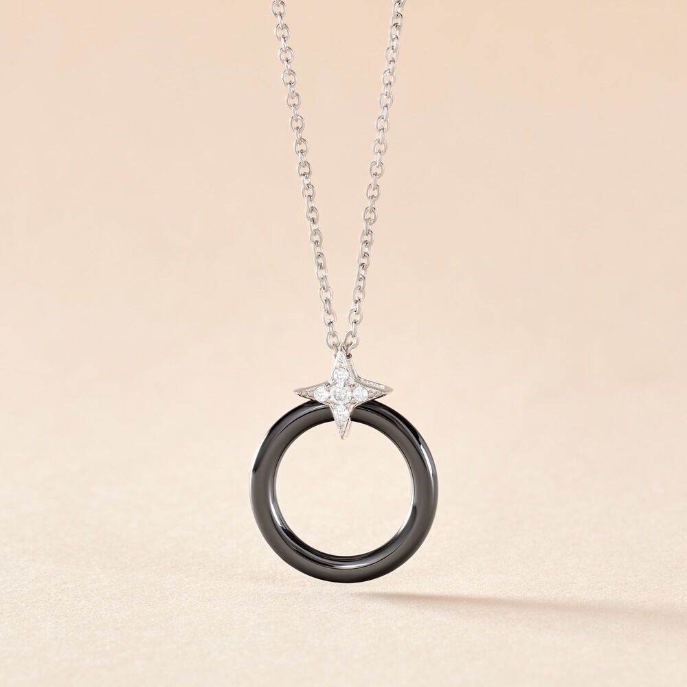 Collier Merelle Argent Blanc Céramique Oxyde De Zirconium - Colliers avec pierres Femme | Marc Orian