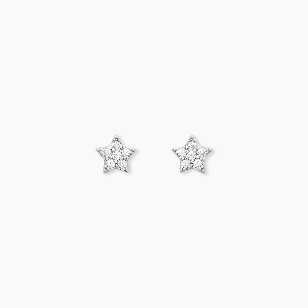 Boucles D'oreilles Puces Ziya Argent Blanc Oxyde De Zirconium - Puces Femme | Marc Orian