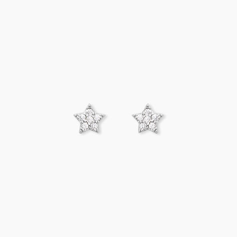 Boucles D'oreilles Puces Ziya Argent Blanc Oxyde De Zirconium - Puces Femme | Marc Orian