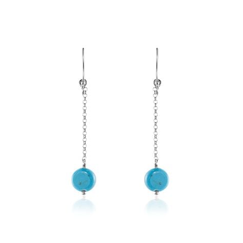 Boucles D'oreilles Pendantes Graziana Argent Blanc Turquoise - Pendantes Femme | Marc Orian