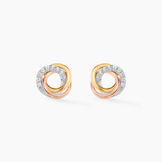 Boucles D'oreilles Puces Amaiur Or Tricolore Oxydes De Zirconium - Clous d'oreilles Femme | Marc Orian