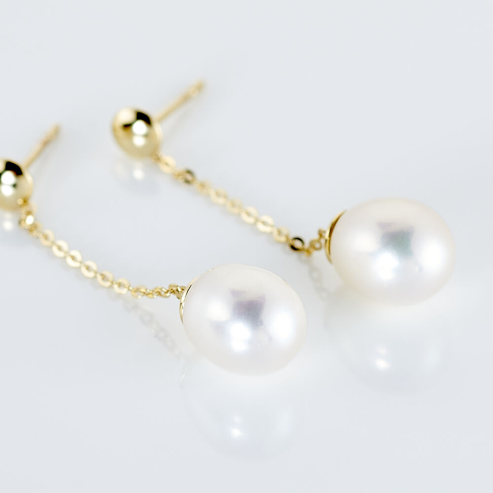 Boucles D'oreilles Pendantes Valera Or Jaune Perle De Culture - Pendantes Femme | Marc Orian
