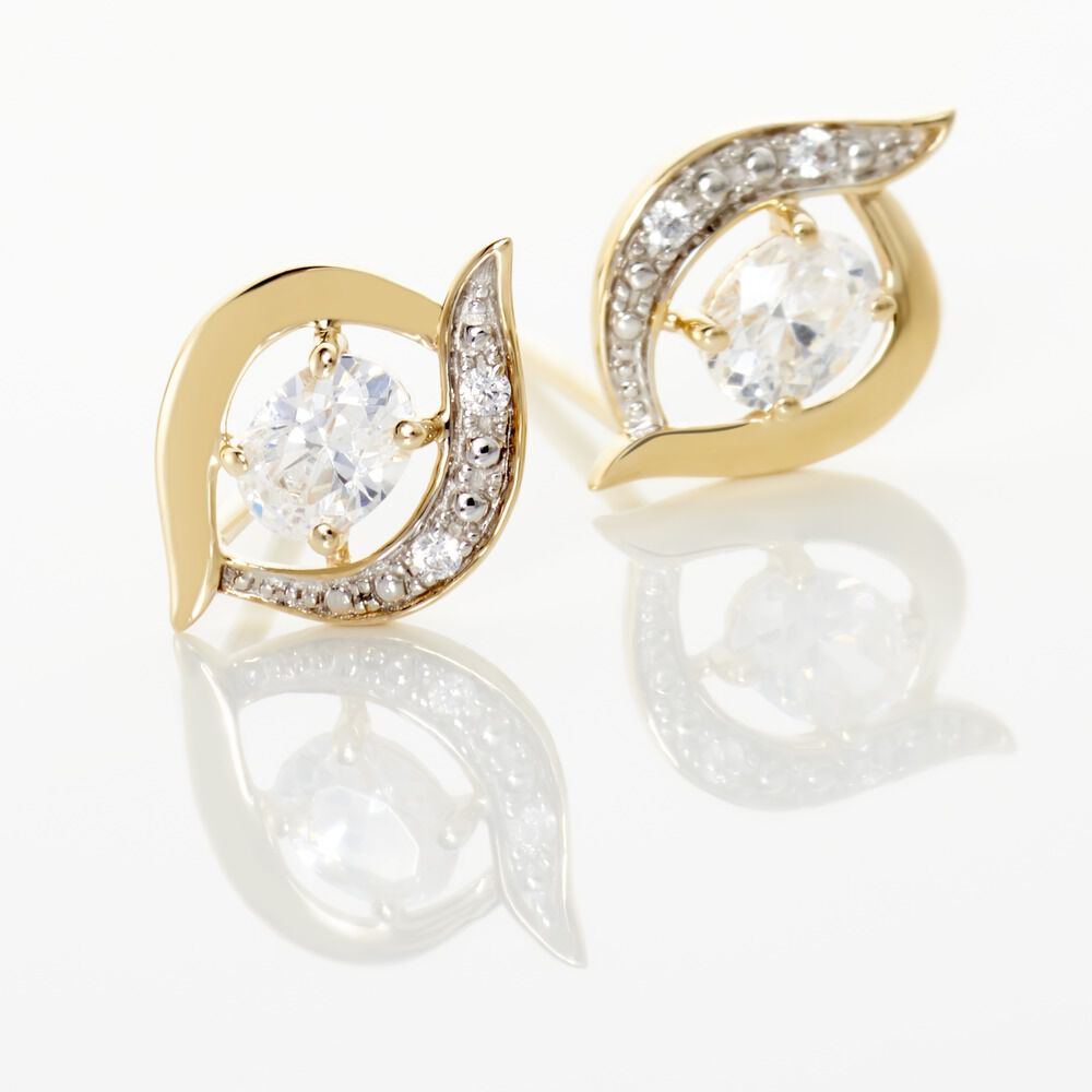 Boucles D'oreilles Puces Or Blanc Lydia Oxydes De Zirconium - Puces Femme | Marc Orian