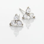 Boucles D'oreilles Puces Cassy Fleur Or Blanc Oxyde De Zirconium - Puces Femme | Marc Orian
