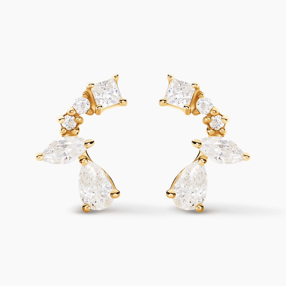 Boucles D'oreilles Puces Tyr Or Jaune Oxyde De Zirconium - Puces Femme | Marc Orian