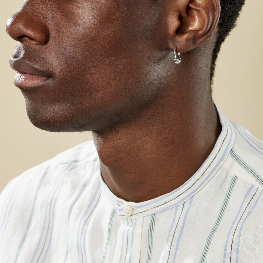 Créole Unitaire Ian Argent Blanc - Piercings d'oreilles Homme | Marc Orian