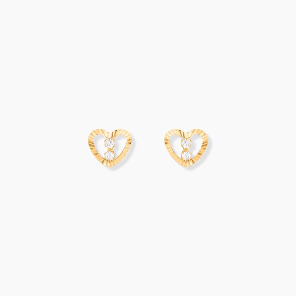 Boucles D'oreilles Puces Daria C&oelig;ur 6 Or Jaune Oxyde - Puces Femme | Marc Orian