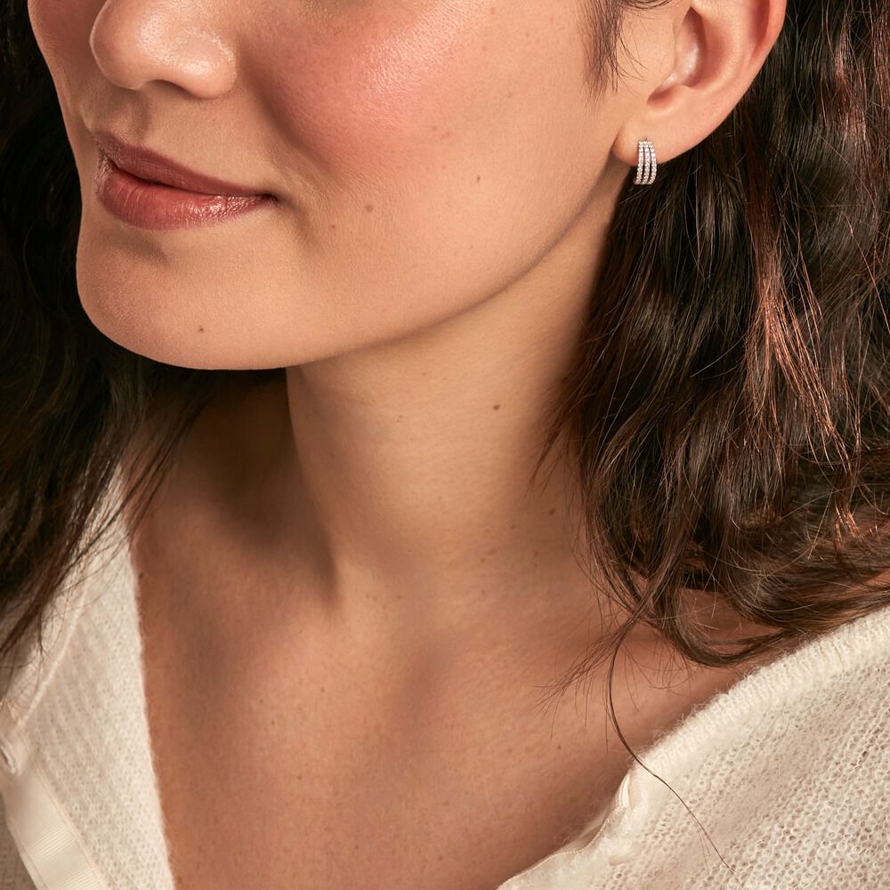 Créoles Oiva Or Blanc Oxyde De Zirconium - Créoles Femme | Marc Orian