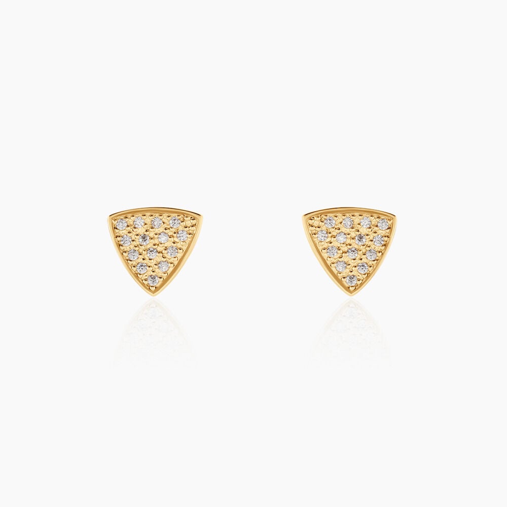 Boucles D'oreilles Puces Cai Plaque Or Jaune Oxyde De Zirconium - Puces Femme | Marc Orian