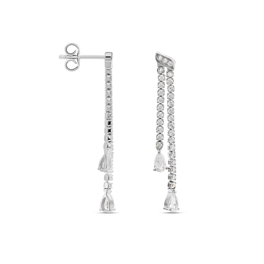Boucles D'oreilles Pendantes Isalis Argent Blanc Oxyde De Zirconium - Pendantes Femme | Marc Orian