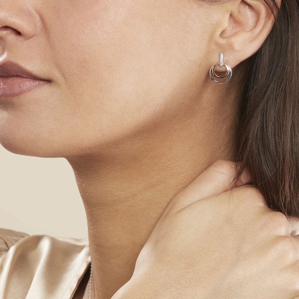 Boucles D'oreilles Pendantes Eloisia Or Bicolore Diamant -  Femme | Marc Orian