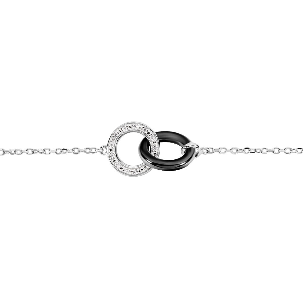 Bracelet Dina Argent Blanc Céramique Et Oxyde De Zirconium - Bracelets Anneaux Entrelaces Femme | Marc Orian