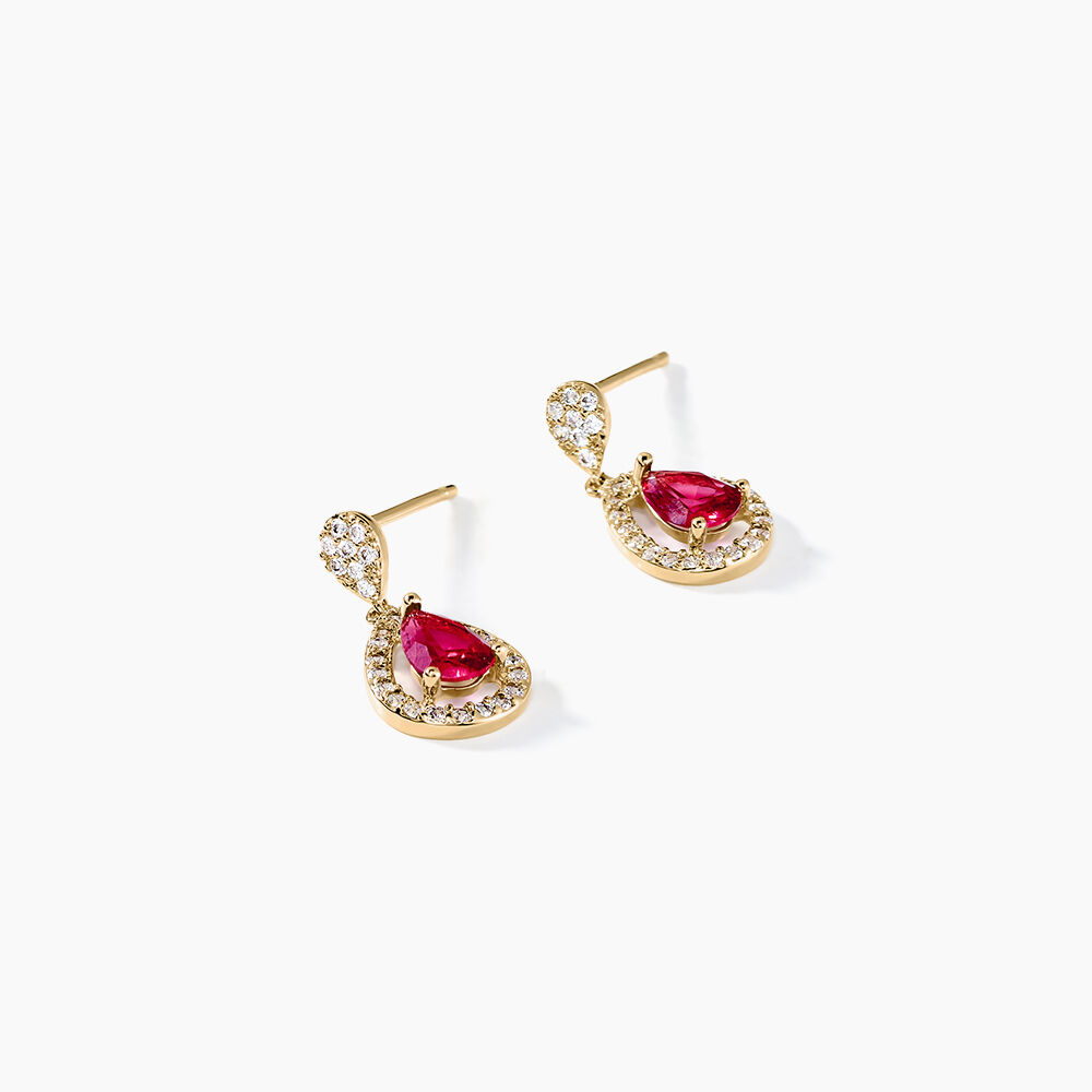 Boucles D'oreilles Pendantes Brigita Plaqué Or Pierre Et Oxyde - Pendantes Femme | Marc Orian