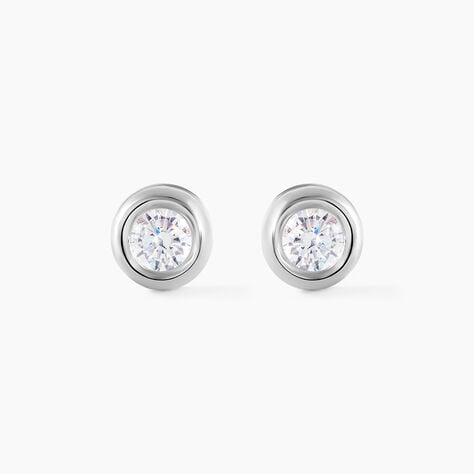 Boucles D'oreilles Puces Eden Serti Pneu Or Blanc Oxyde De Zirconium - Puces Femme | Marc Orian