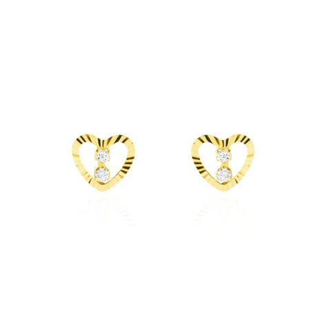 Boucles D'oreilles Puces Daria Cœur 6 Or Jaune Oxyde - Puces Femme | Marc Orian