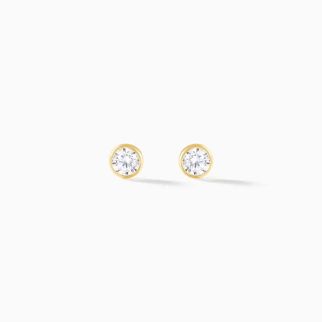 Boucles D'oreilles Puces Daria Serti Clos Or Jaune Oxyde De Zirconium - Puces Femme | Marc Orian