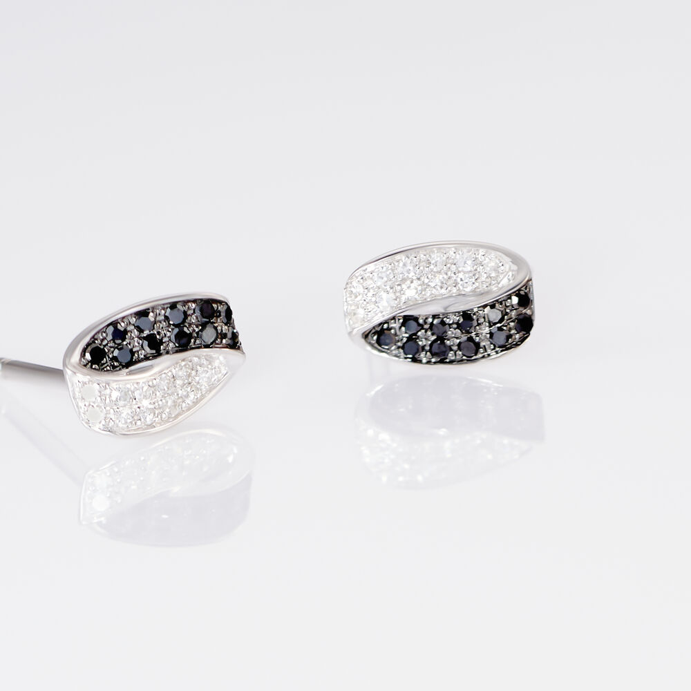 Boucles D'oreilles Puces Urania Or Blanc Diamant - Puces Femme | Marc Orian