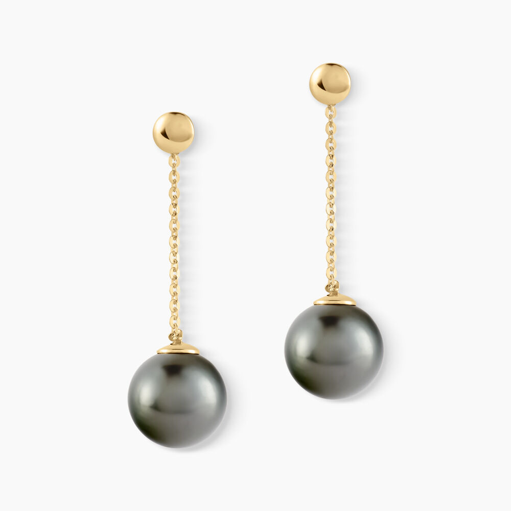 Boucles D'oreilles Puces Marie-noela Or Jaune Perle De Tahiti - Pendantes Femme | Marc Orian