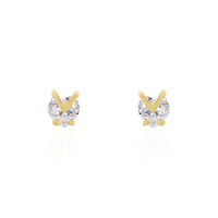 Boucles D'oreilles Puces Abelinia Plaqué Or Jaune Oxyde De Zirconium
