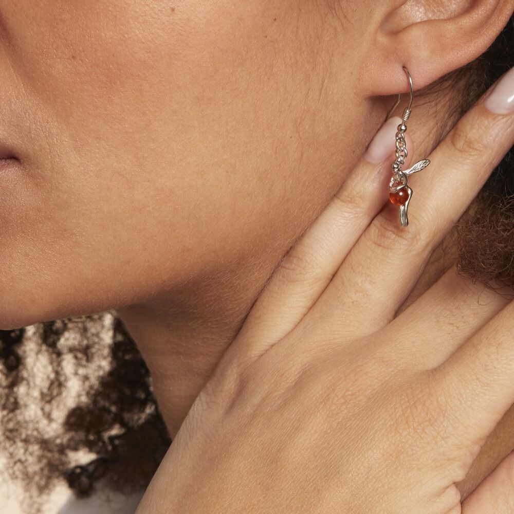 Boucles D'oreilles Pendantes Argent Blanc Abellia Ambre - Pendantes Femme | Marc Orian