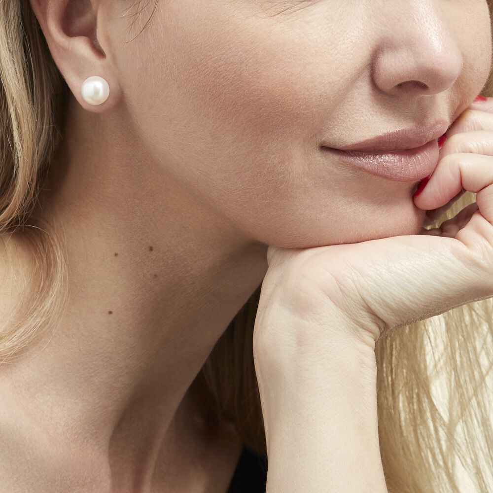 Boucles D'oreilles Puces Ursulina Or Jaune Perle De Culture - Boucles d'oreilles mariage Femme | Marc Orian