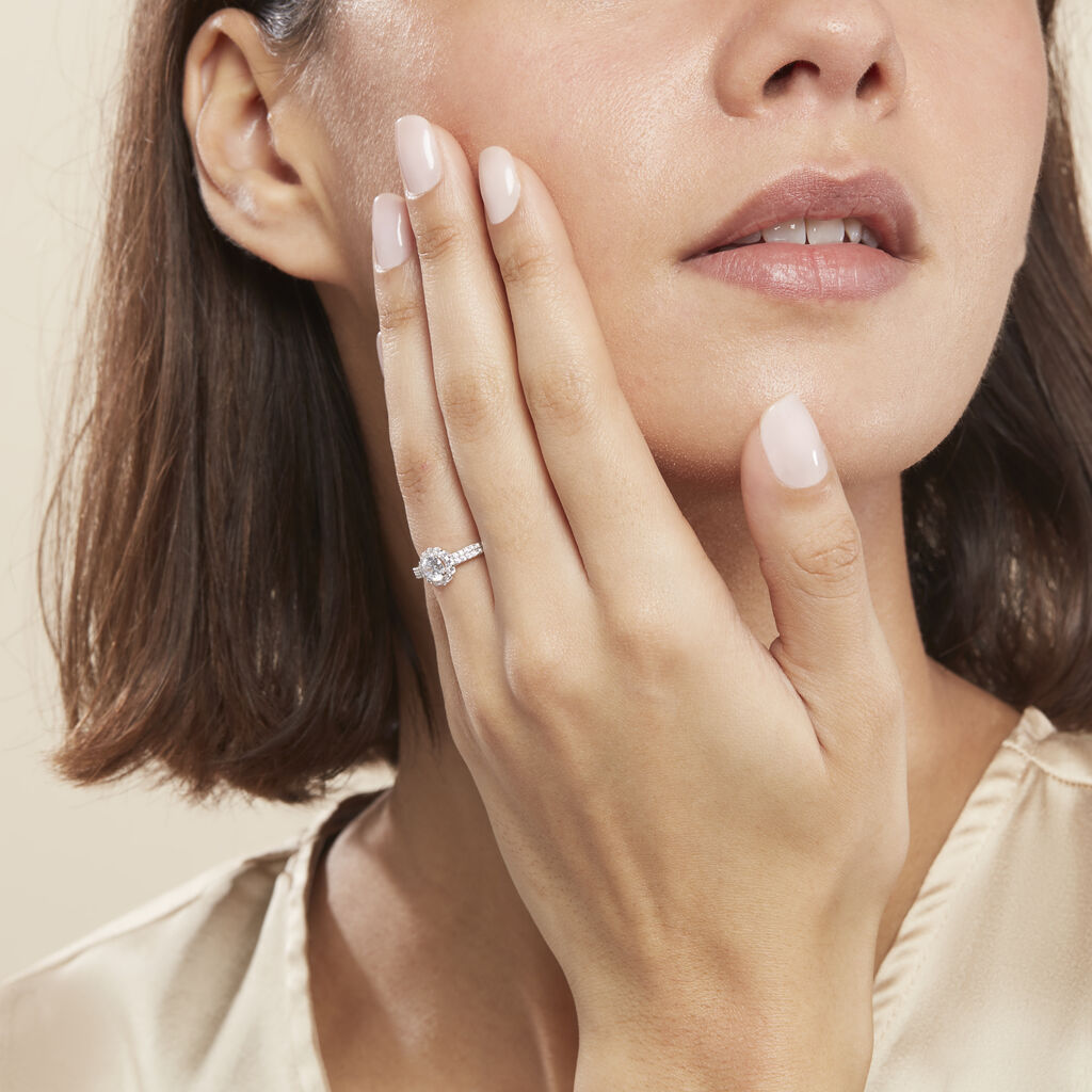 Bague Solitaire Fathima Or Blanc Oxyde De Zirconium - Bagues Solitaire Femme | Marc Orian