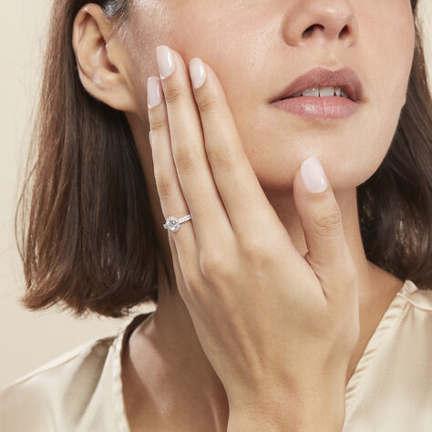 Bague Solitaire Fathima Or Blanc Oxyde De Zirconium - Bagues Solitaire Femme | Marc Orian