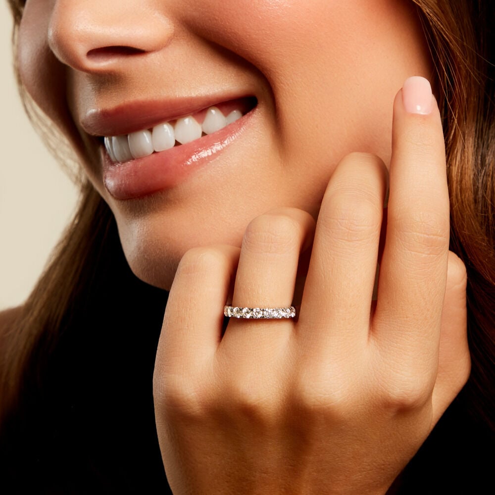 Alliance Pristina Ld Platine Blanc Diamant Synth&eacute;tique - Alliances avec pierres Femme | Marc Orian