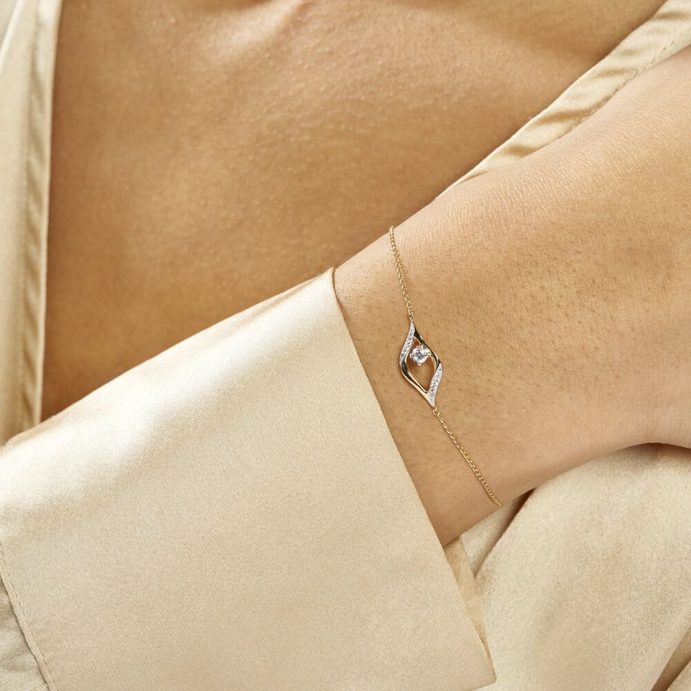 Bracelet Eye Or Jaune Oxyde De Zirconium - Bracelets chaînes Femme | Marc Orian