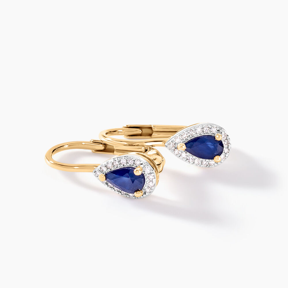 Boucles D'oreilles Pendantes Doorsie Or Jaune Saphir Et Diamant -  Femme | Marc Orian