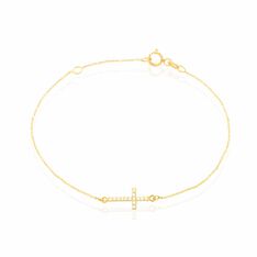 Bracelet Cobeia Croix Maille Forçat Or Jaune Oxyde De Zirconium - Bracelets chaînes Femme | Marc Orian