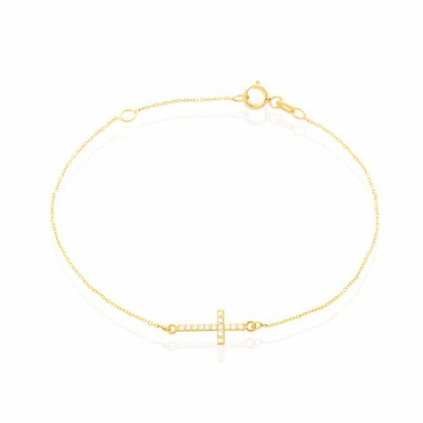 Bracelet Cobeia Croix Maille Forçat Or Jaune Oxyde De Zirconium - Bracelets chaînes Femme | Marc Orian