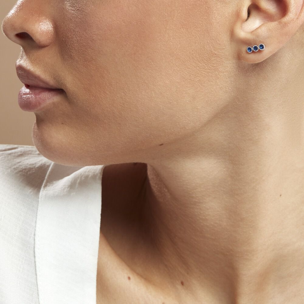 Boucles D'oreilles Puces Kasey Argent Blanc Oxyde De Zirconium - Puces Femme | Marc Orian